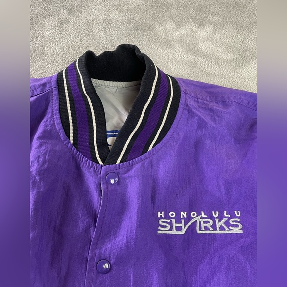 Vintage Honolulu Sharks Starter Hawaii 90s Winter Baseball Snap Jacket Mens XL - Picture 4 of 16